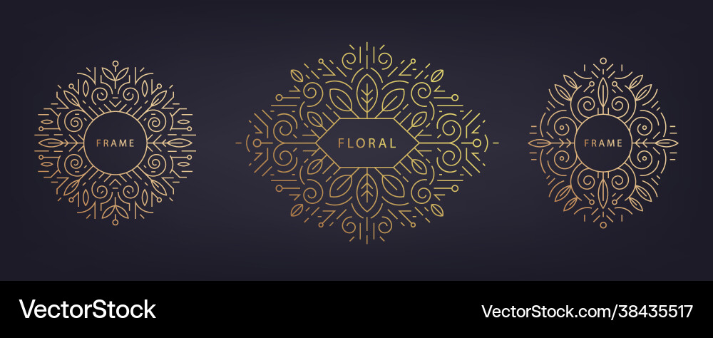 Set linear design templates with copy Set linear design templates with copy vector image
