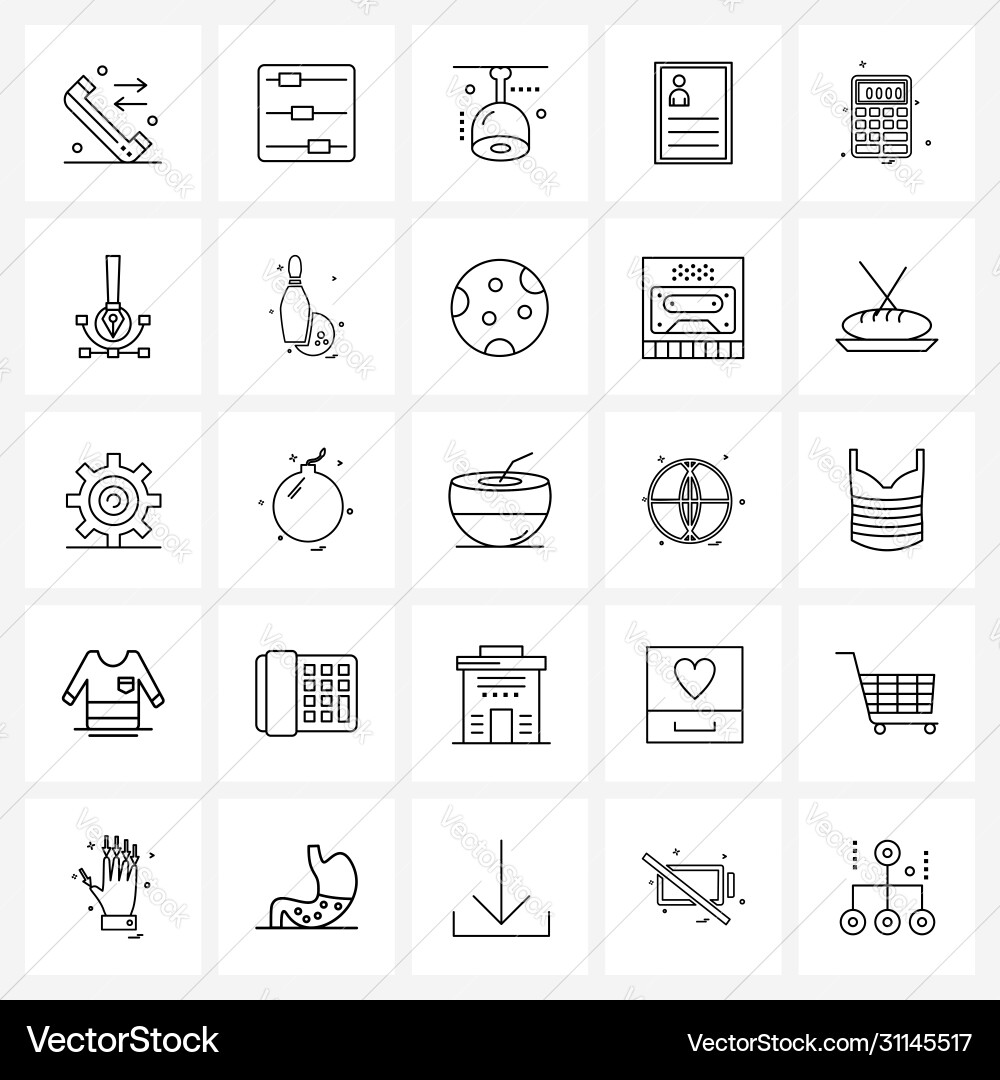 Ui set 25 basic line icons calculate ham Vector Image