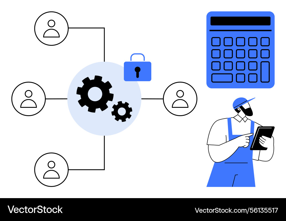 Workflow-Prozess mit vernetzten Anwendern Workflow-Prozess mit vernetzten Anwendern vektorbild