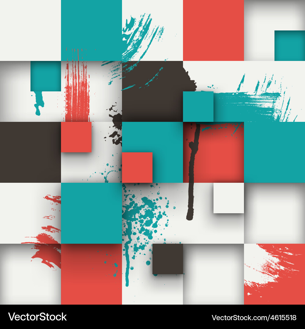 Abstract texture with squares and paint splashes Vector Image