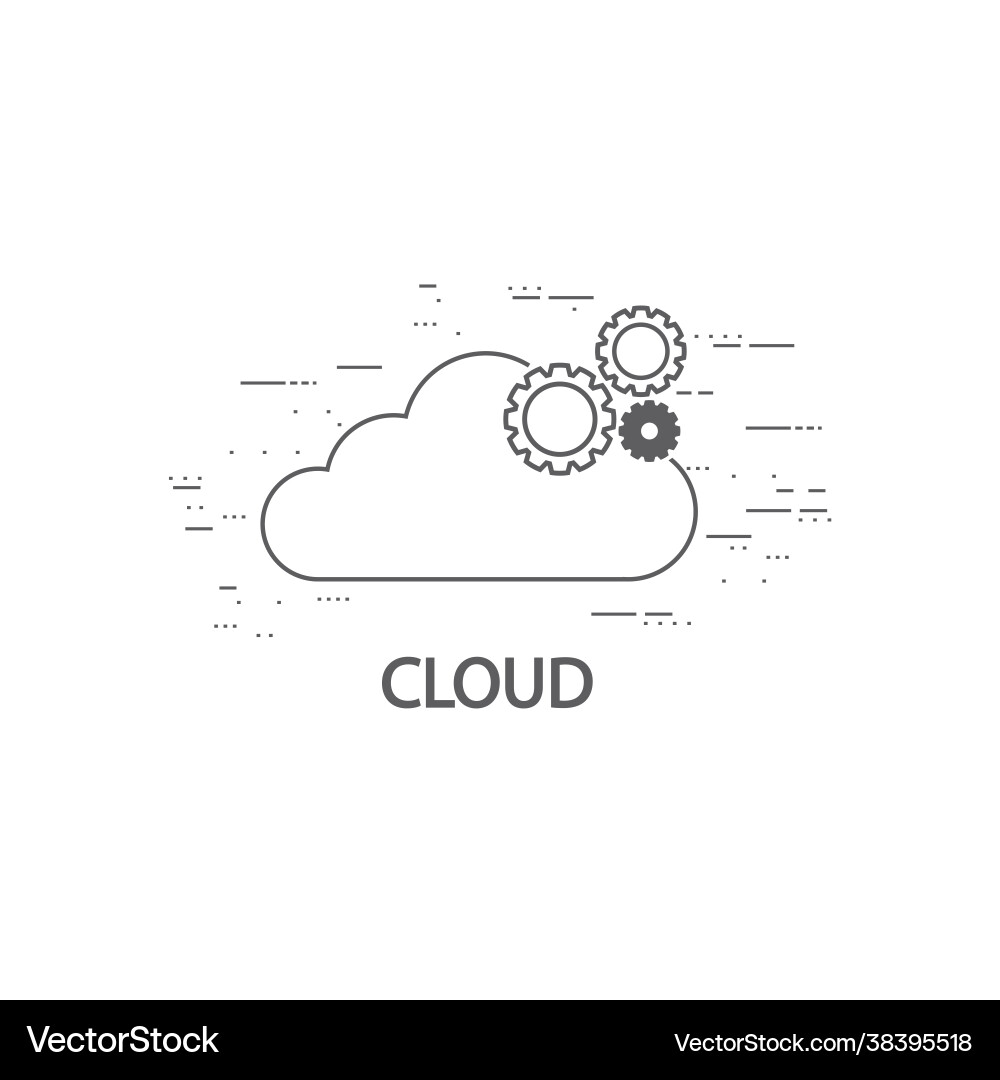 Cloud computing thin flat design vector image
