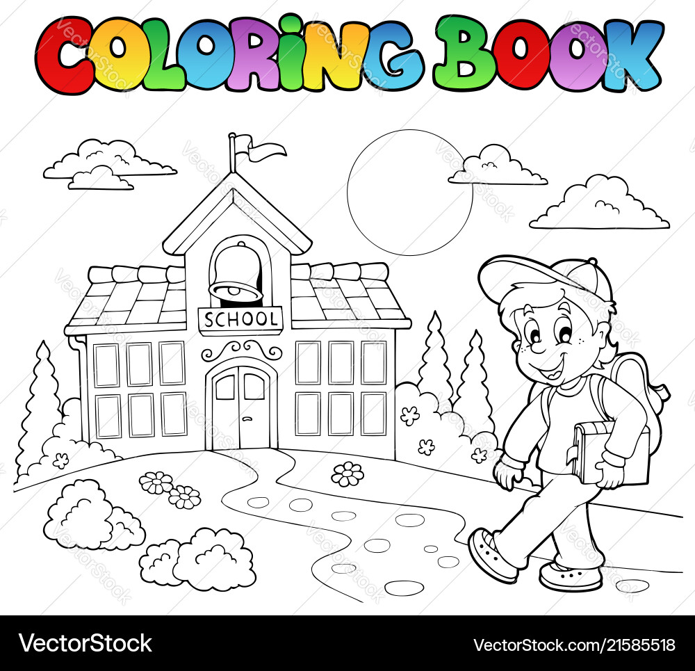 Coloring book school cartoons 7 Royalty Free Vector Image