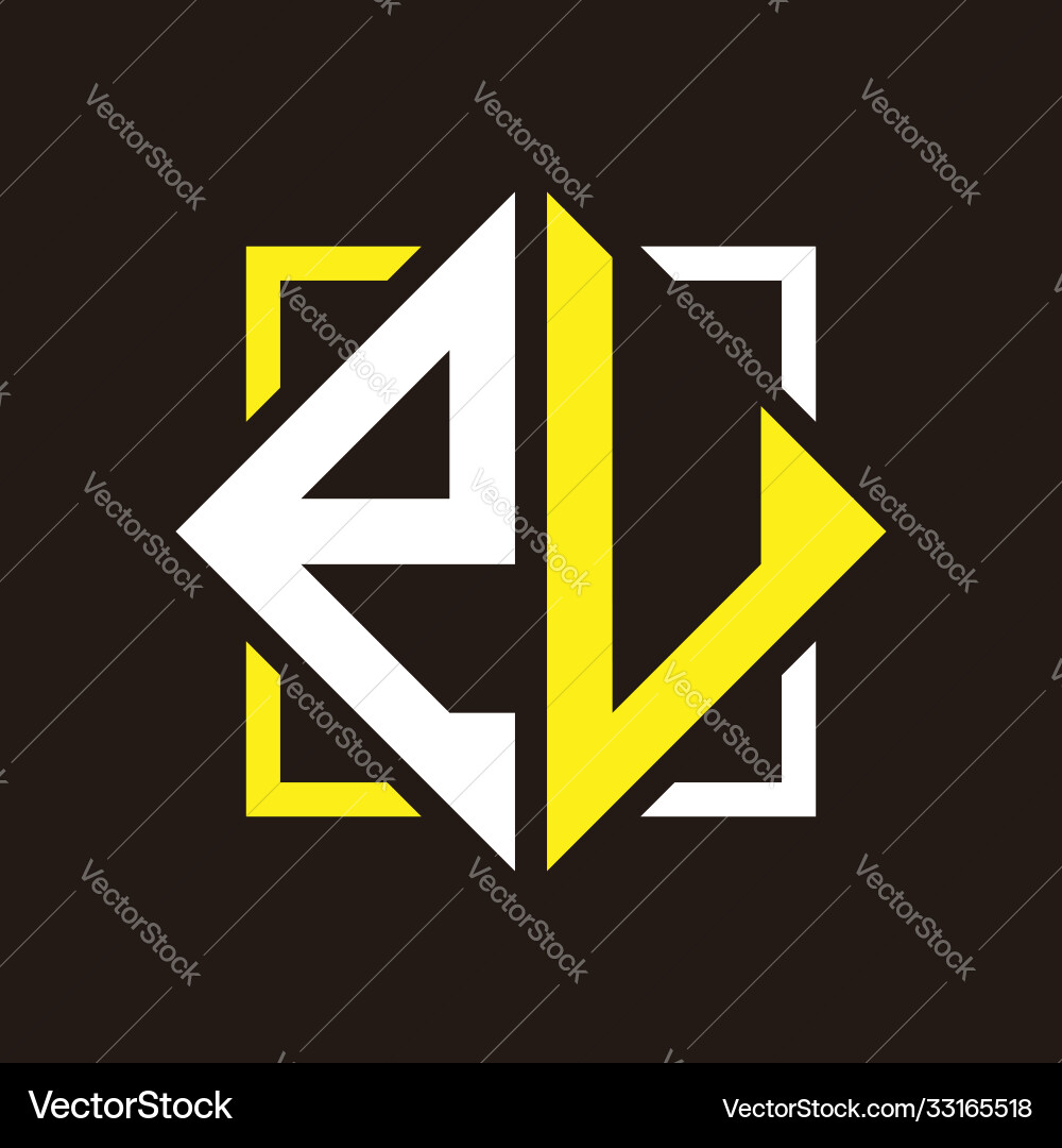 E u initials quadrangle monogram with square E u initials quadrangle monogram with square Vector Image