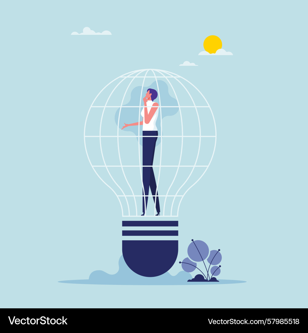 Fixed mindset or fear to get outside concept Fixed mindset or fear to get outside concept Vector Image