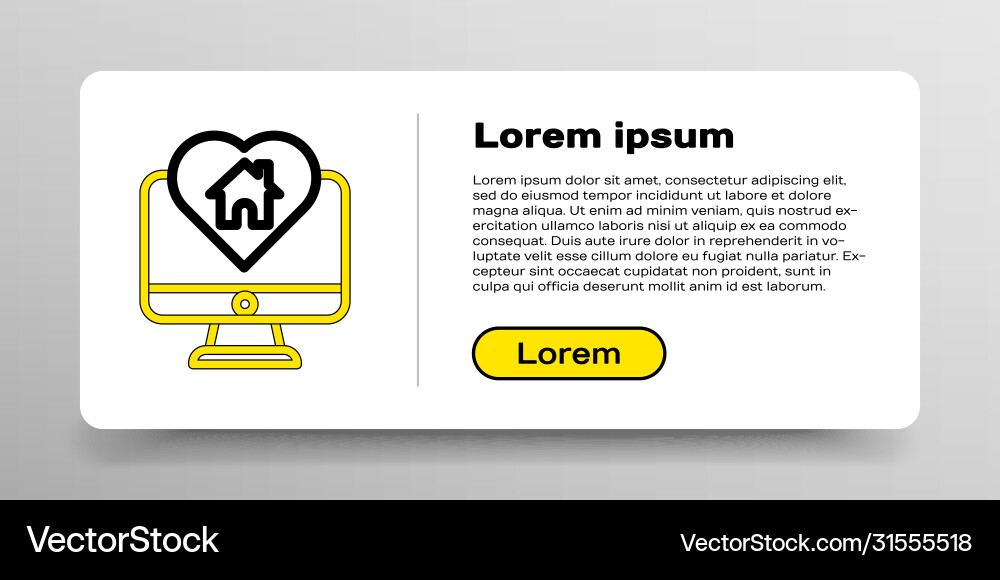 Line computer monitor with house in heart shape Vector Image