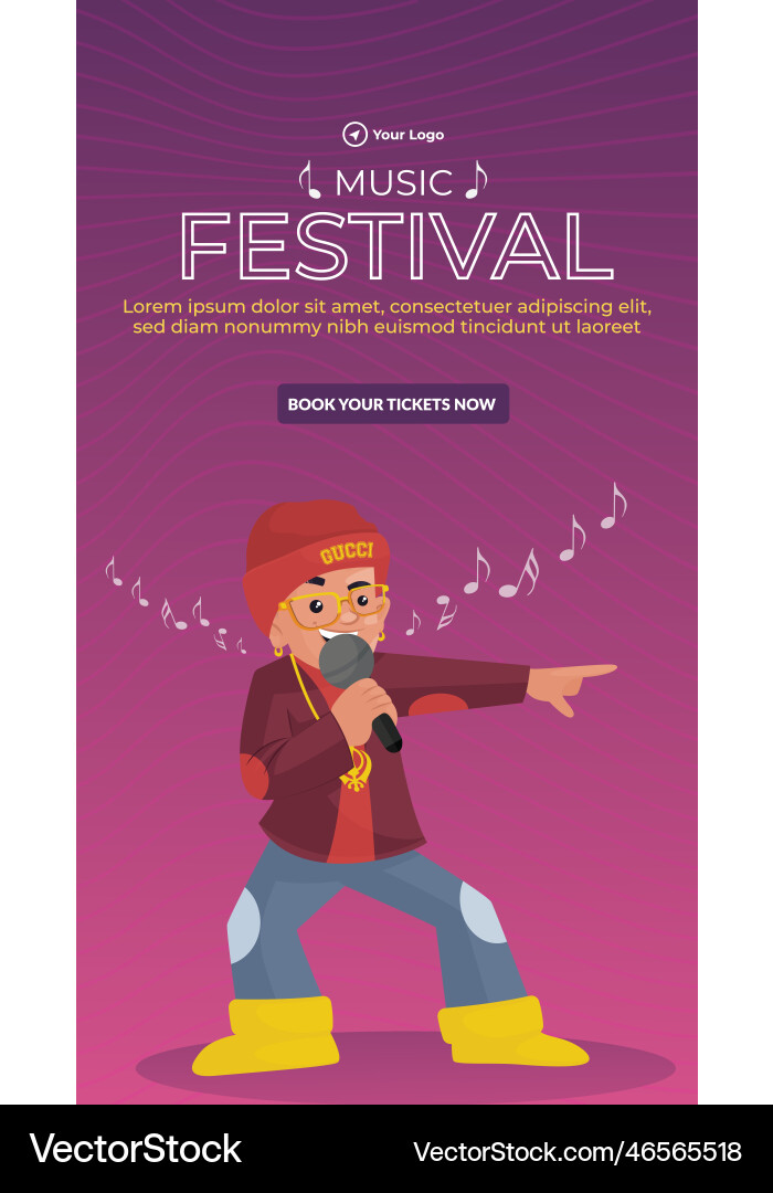 Musikfestival Portrait Vorlage Design Musikfestival Portrait Vorlage Design vektorbild