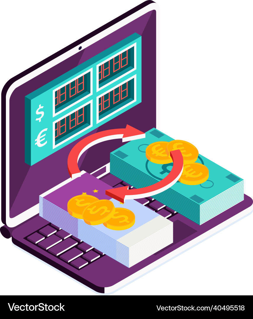 Online money exchange composition Online money exchange composition vector image