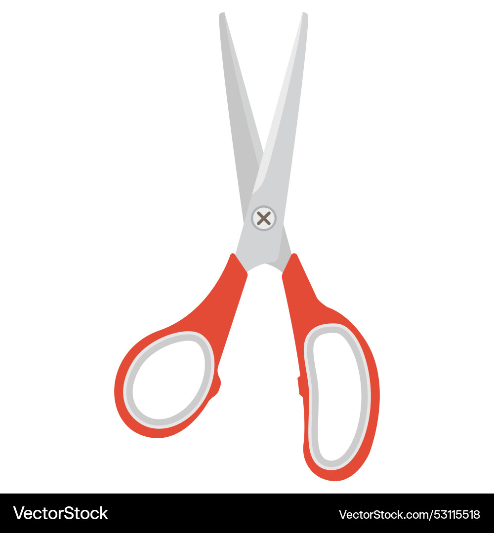 Open scissors with red rubber handles Vector Image