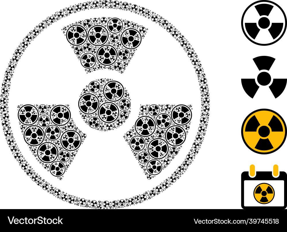 Radioactive symbol icon recursion collage Radioactive symbol icon recursion collage Vector Image