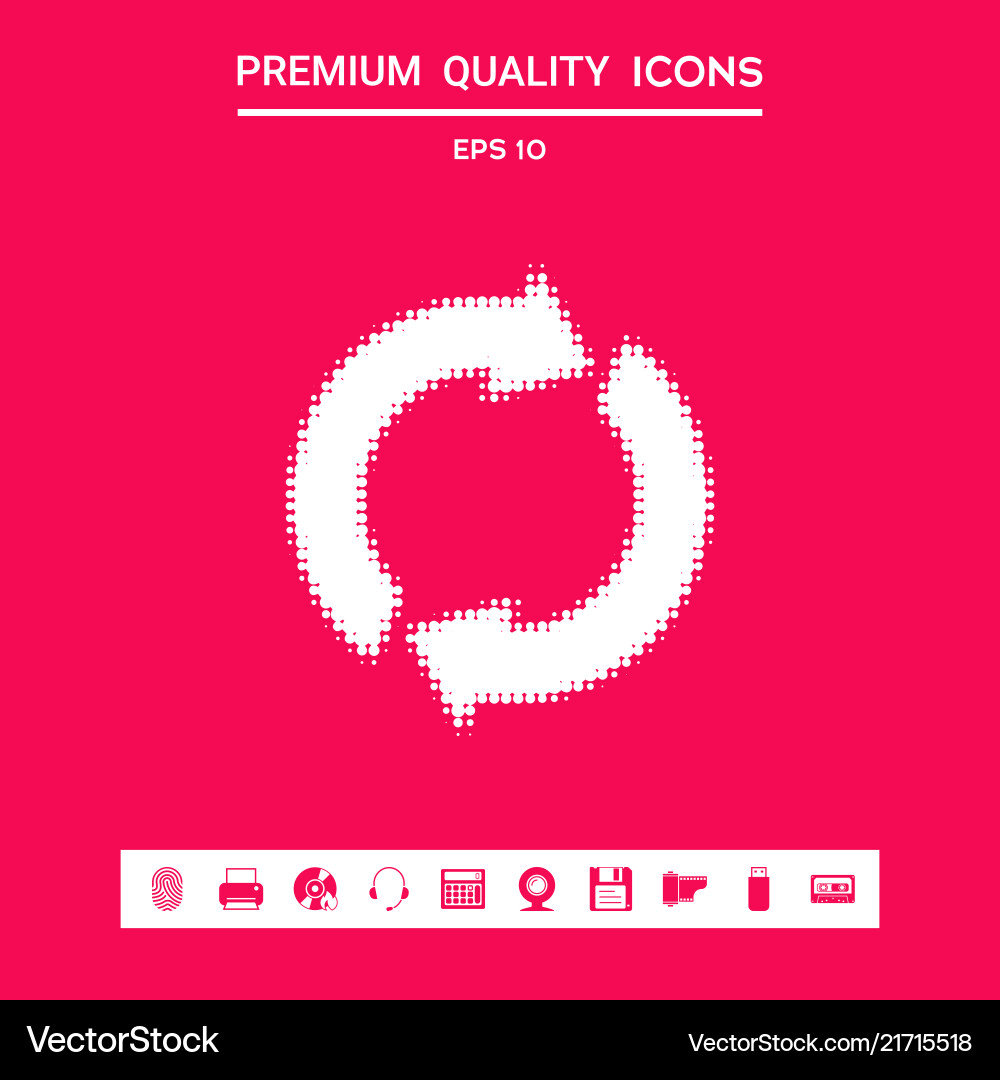 Reset button reload arrows - halftone logo Vector Image