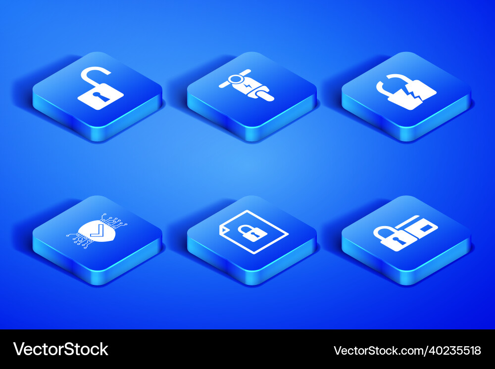 Set credit card with lock open padlock document Set credit card with lock open padlock document Vector Image