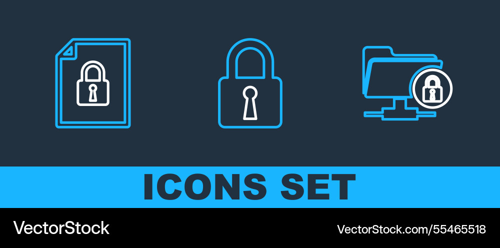 Set line ftp folder and lock document Set line ftp folder and lock document vector image