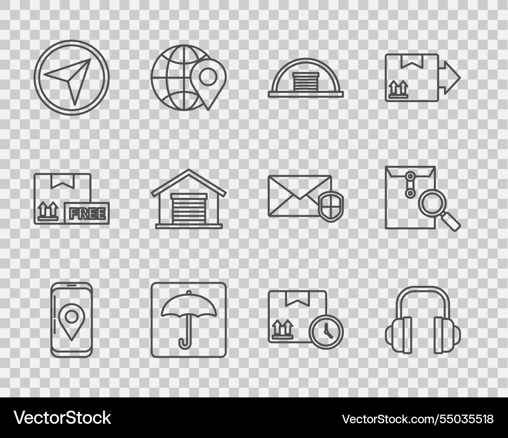 Set line mobile with app delivery tracking Set line mobile with app delivery tracking vector image