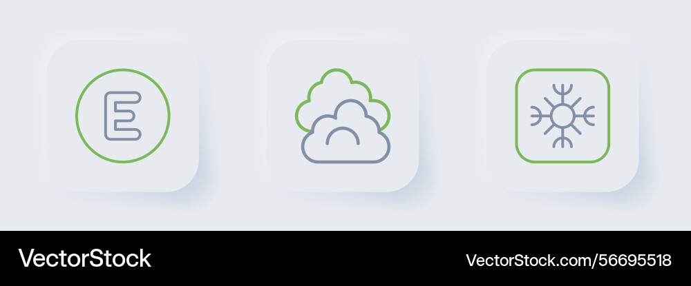 Set line snowflake cloud and compass west icon Vector Image