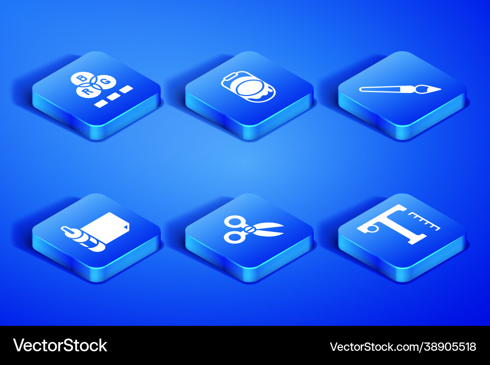 Set text rgb color mixing scissors roll Vector Image