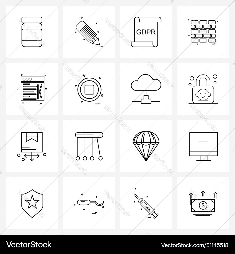 Simple set 16 line icons such as websites web Vector Image
