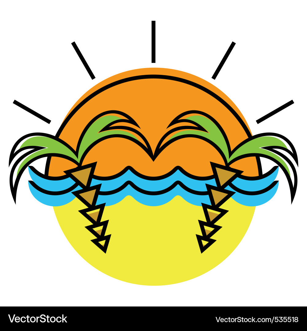 Sun and palm trees Vector Image