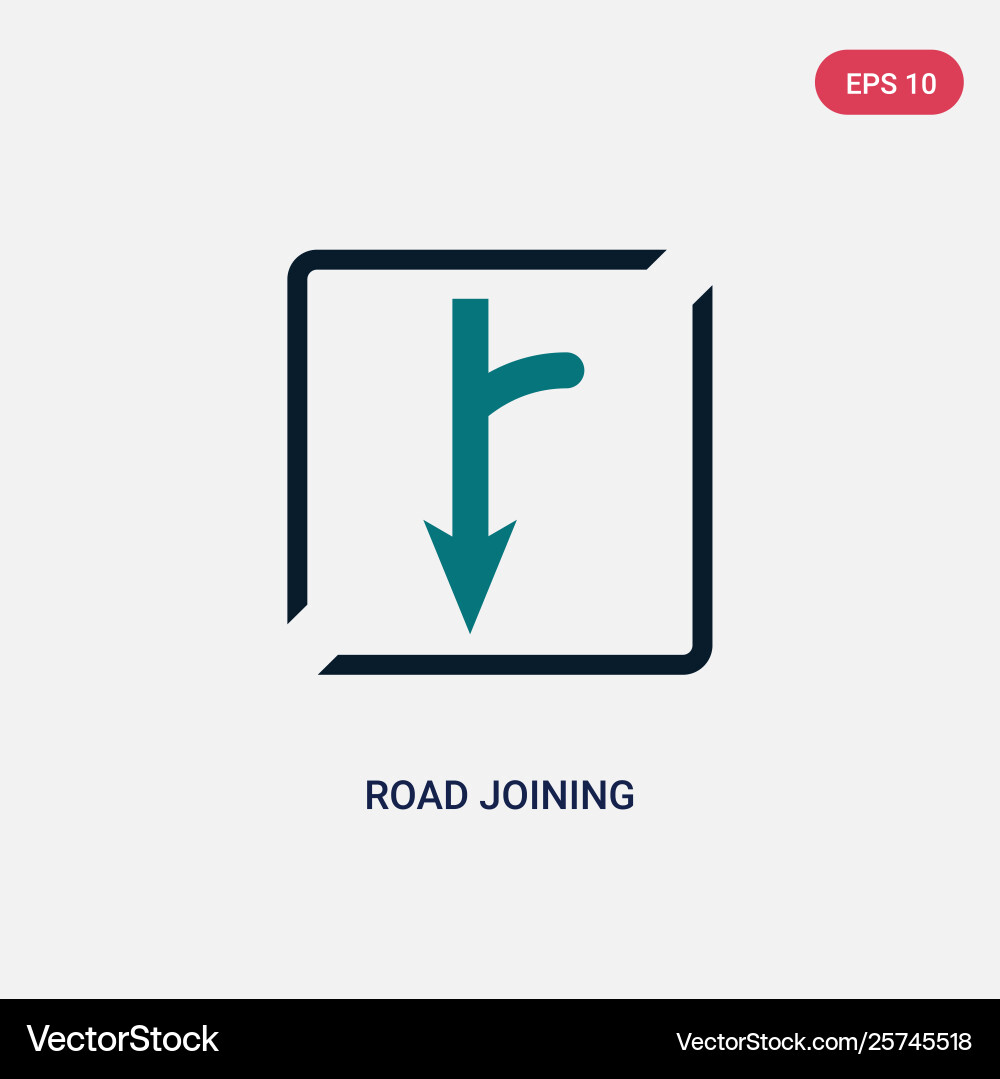 Two color road joining icon from maps and flags Vector Image
