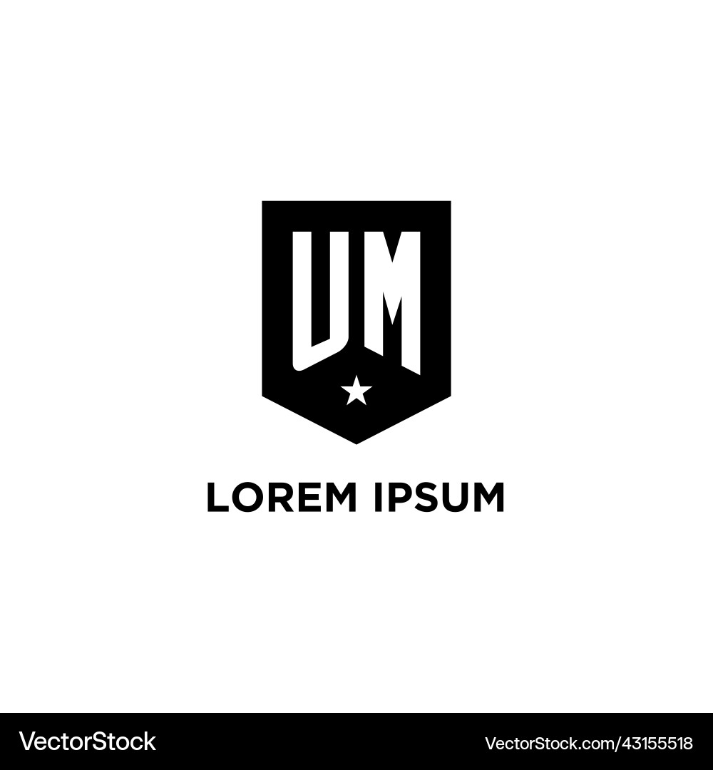 Um monogram initial logo with geometric shield vector image