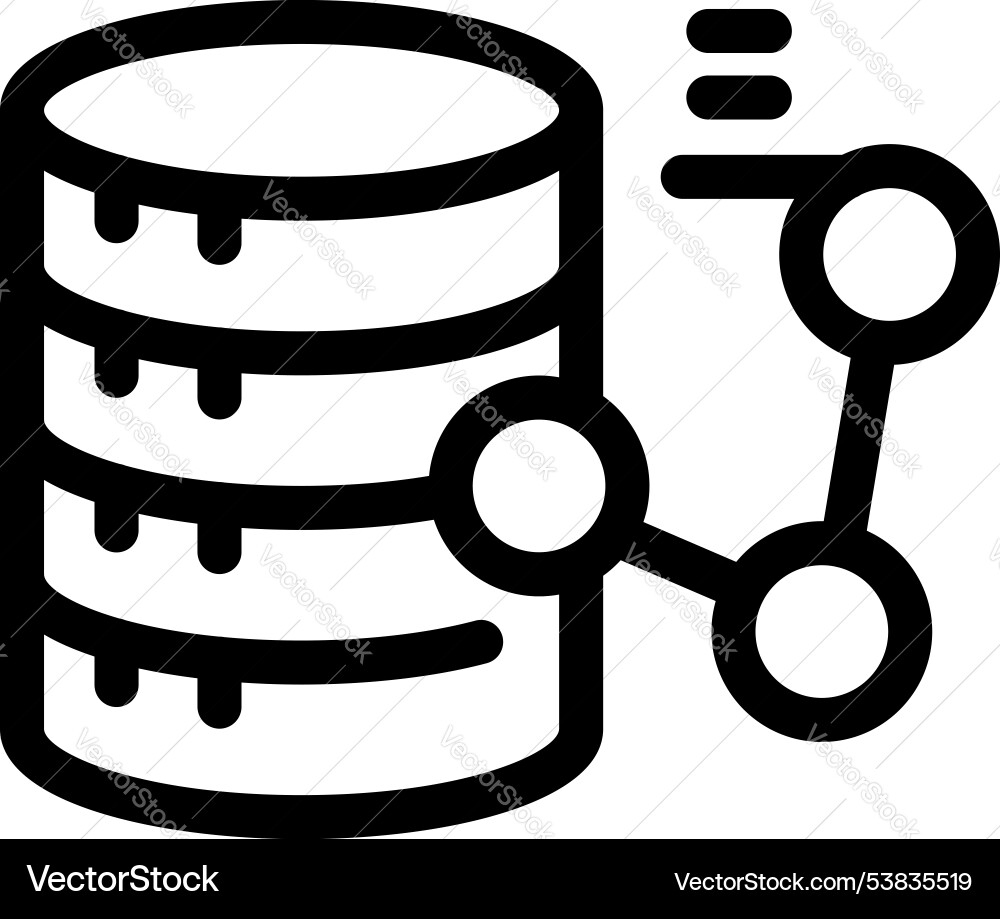 Database connecting with sharing icon in solid Database connecting with sharing icon in solid vector image