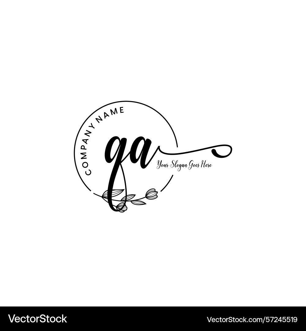 Elegant qa initial logo design with botanical Vector Image