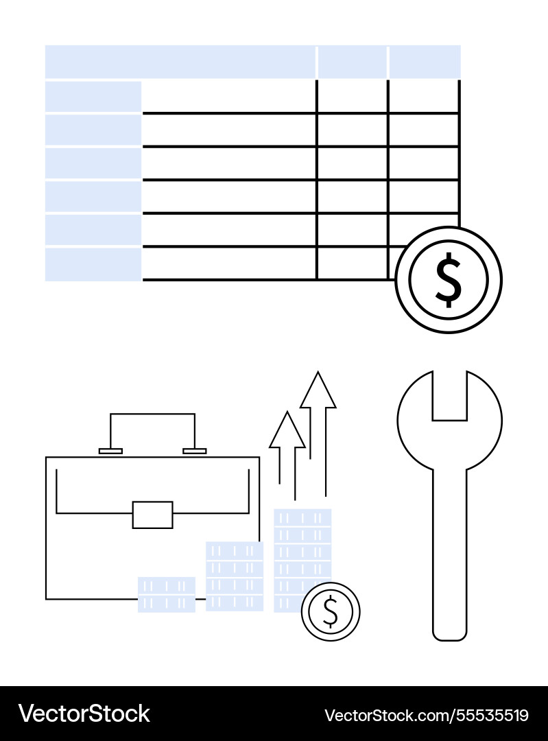Financial tools and data visualization elements Financial tools and data visualization elements vector image