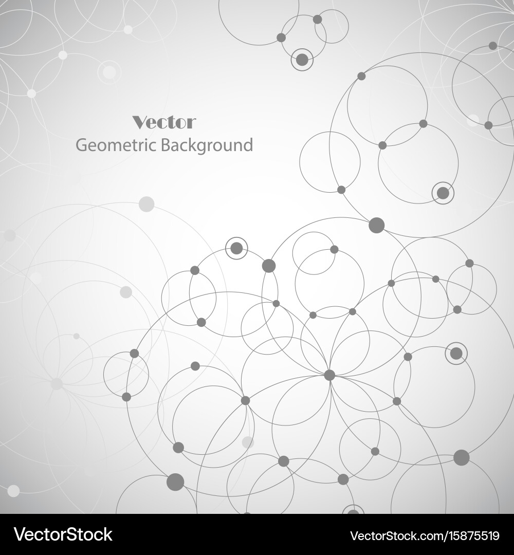 Geometric pattern with connected circles and dots Vector Image