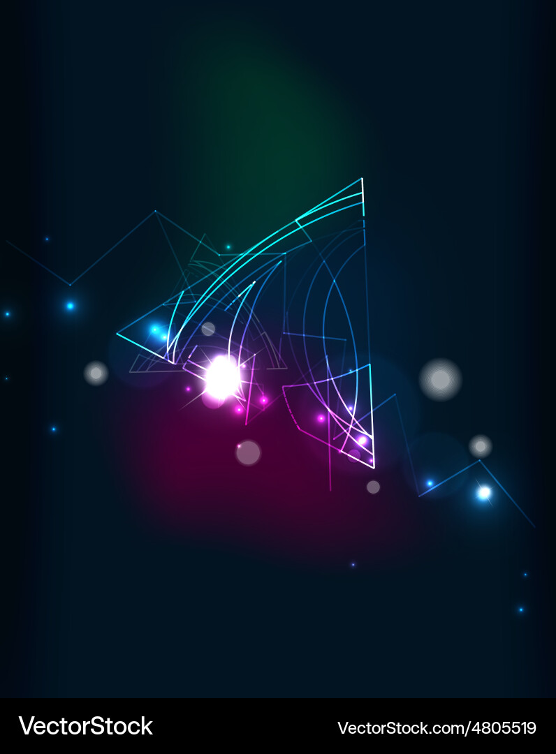 Glowing triangle elements in dark space Vector Image