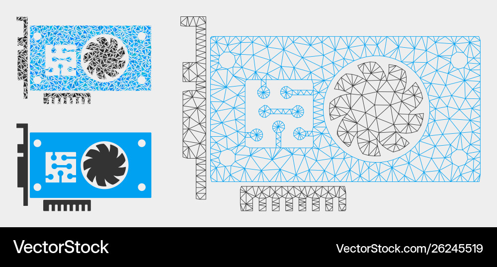 Gpu accelerator card mesh 2d model Gpu accelerator card mesh 2d model Vector Image