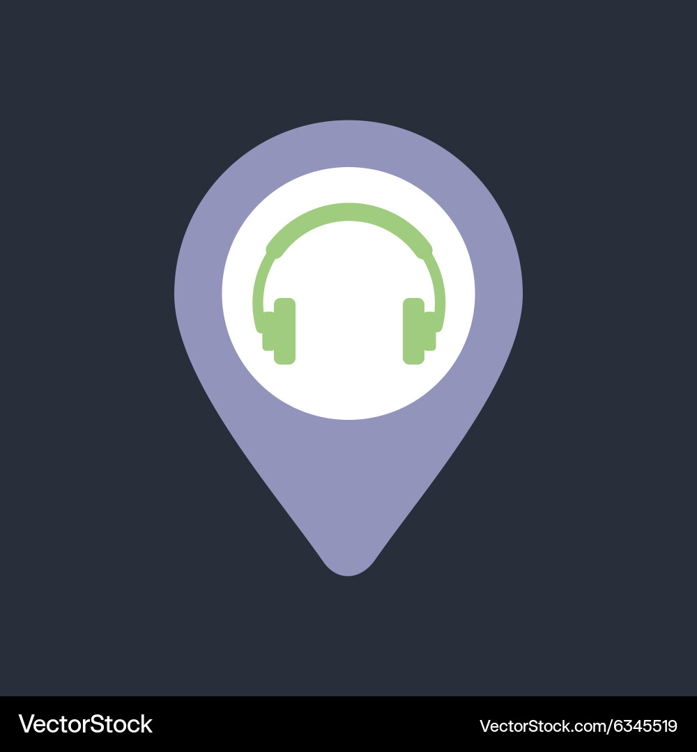 Headphone pin map icon pointer markers Vector Image
