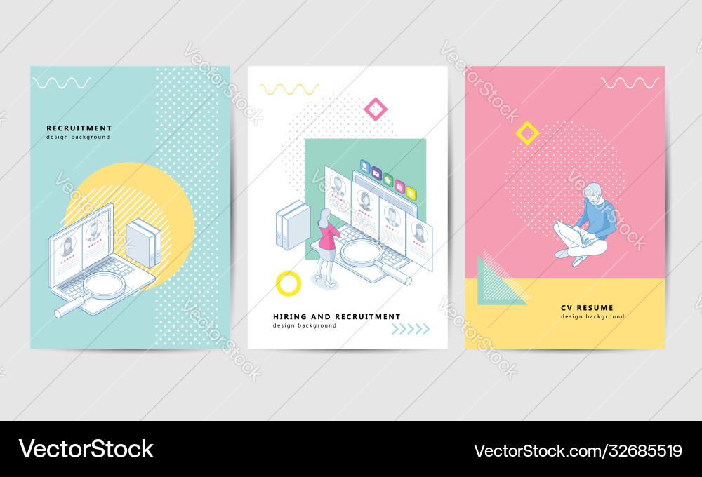 Isometric Recruitment Brochure Template Vector Image