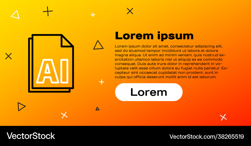 Line ai file document download button icon Vector Image