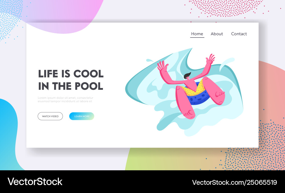 Man Sliding on Inflatable Float Vector Image