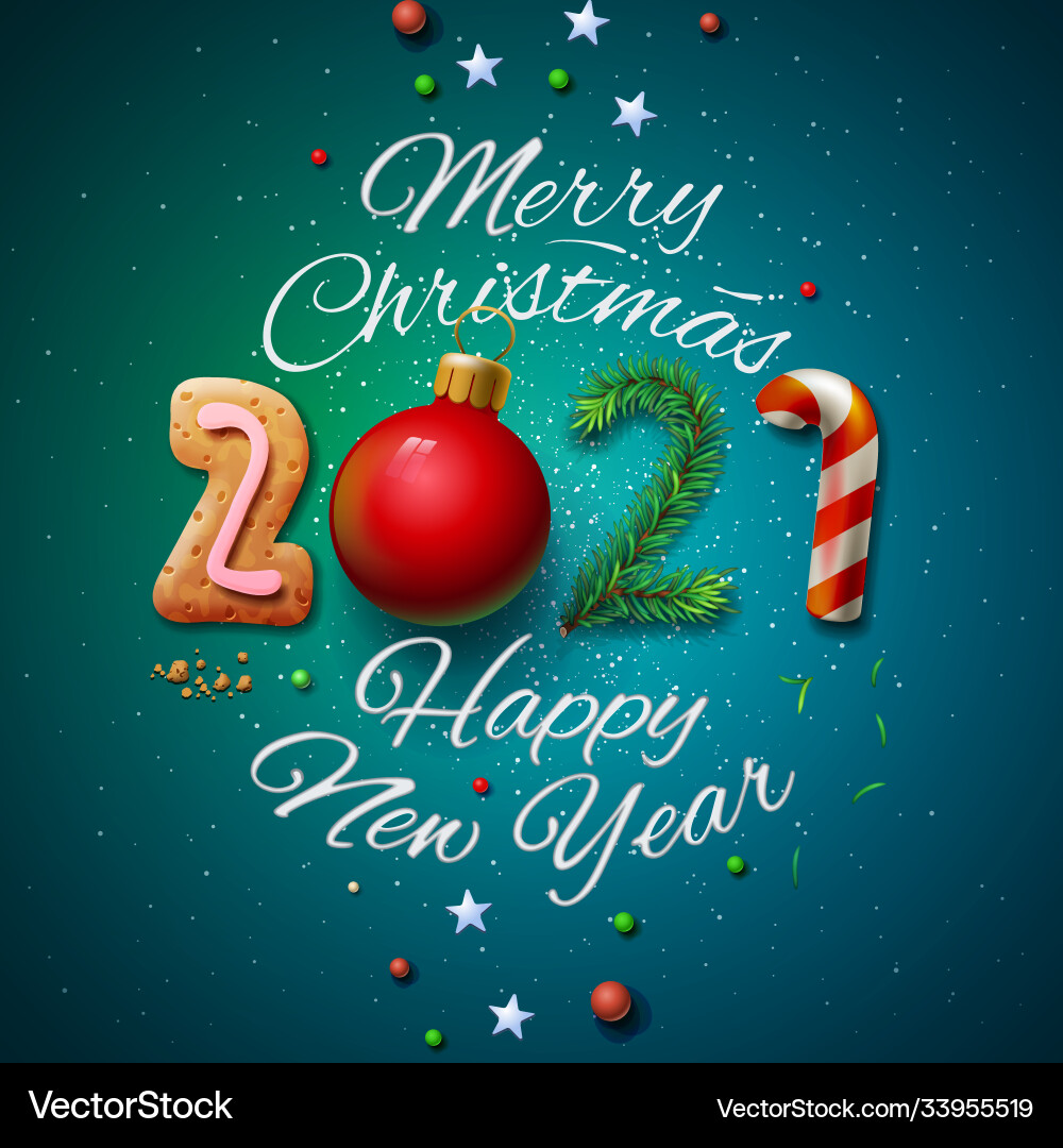 Merry christmas and happy new year 2021 greeting Merry christmas and happy new year 2021 greeting vector image