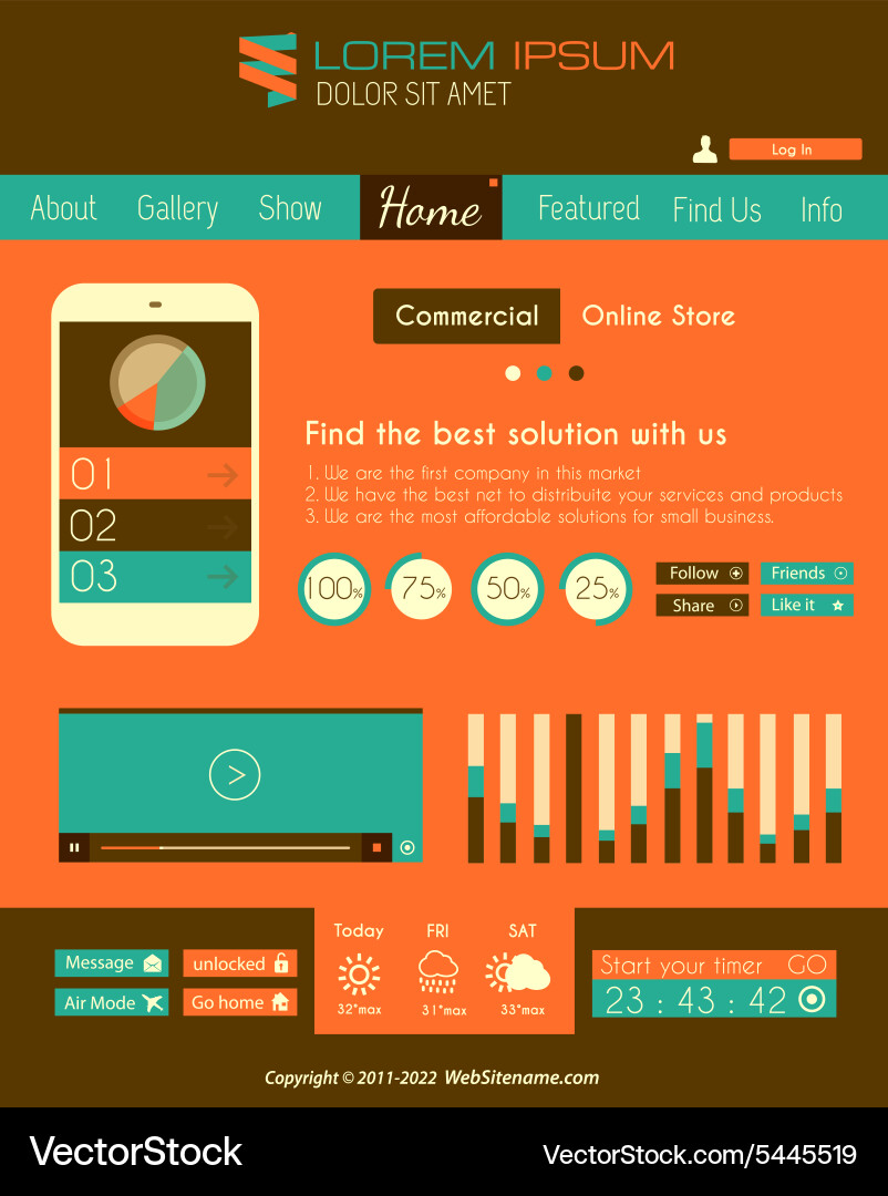 Modern flat style ui interface design elements Vector Image