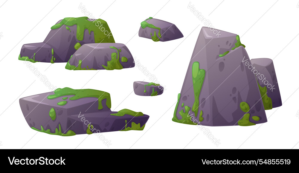 Mossy Stone Blocks and Swamp Rocks Vector Image