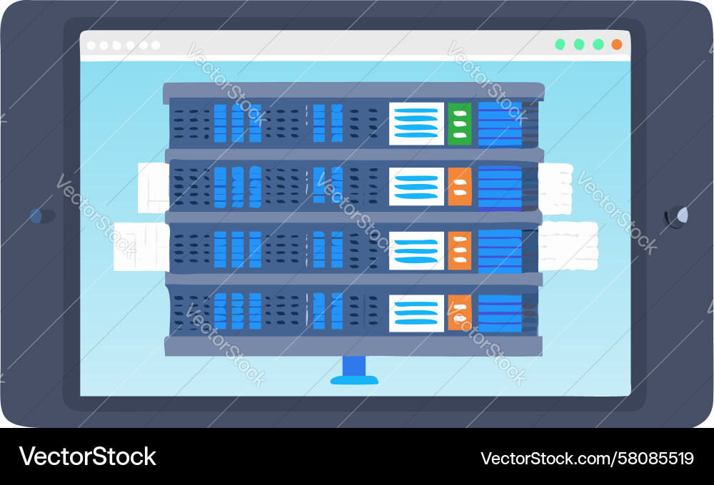 Network Server Tablet Display Vector Image
