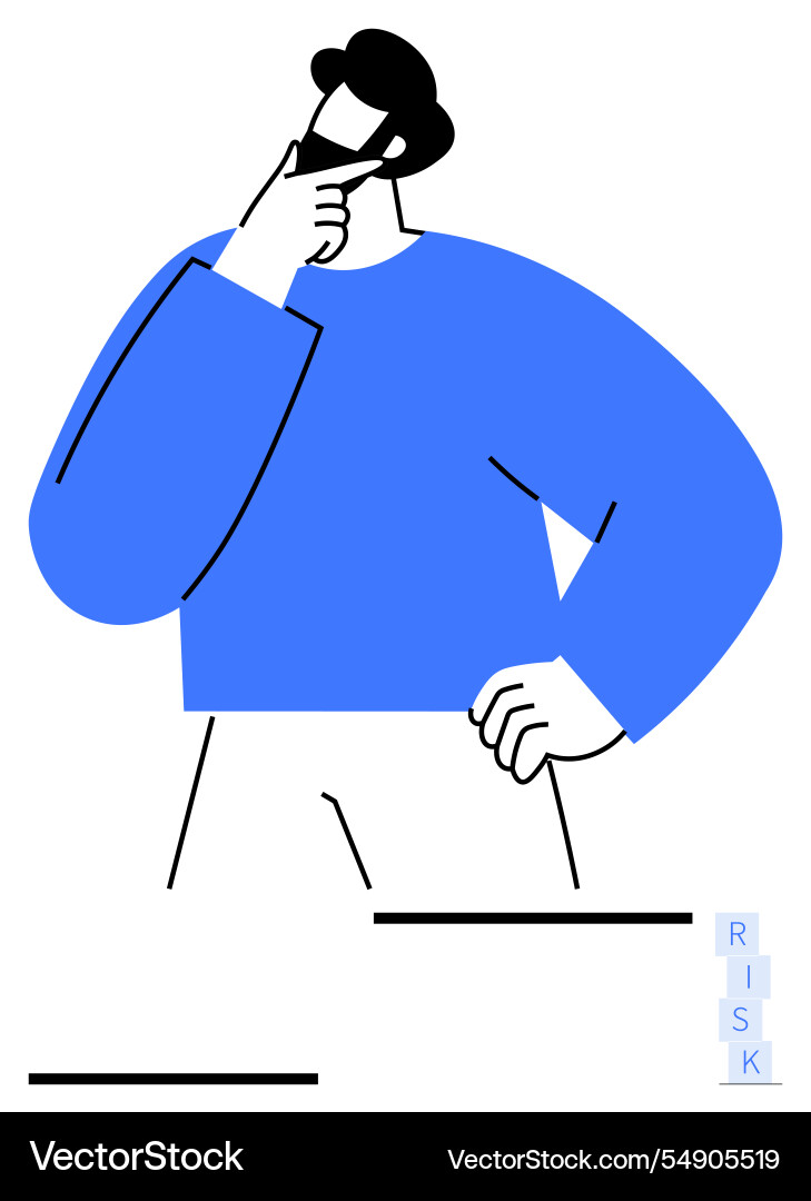 Person in thoughtful pose analyzing risk Vector Image
