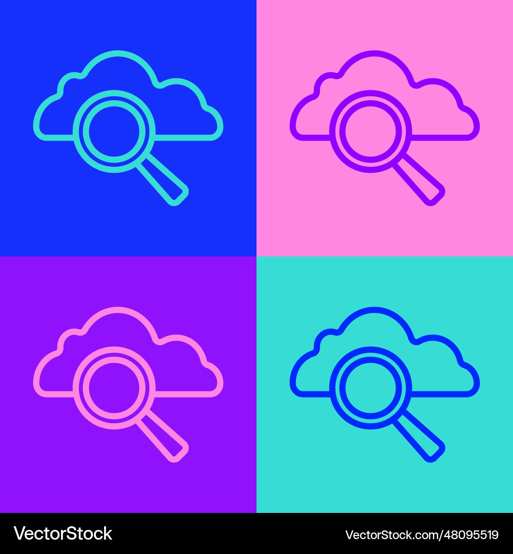 Pop art line search cloud computing icon isolated Vector Image