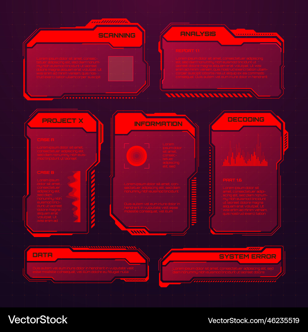 Red futuristic hud or ui elements sci-fi user Red futuristic hud or ui elements sci-fi user vector image