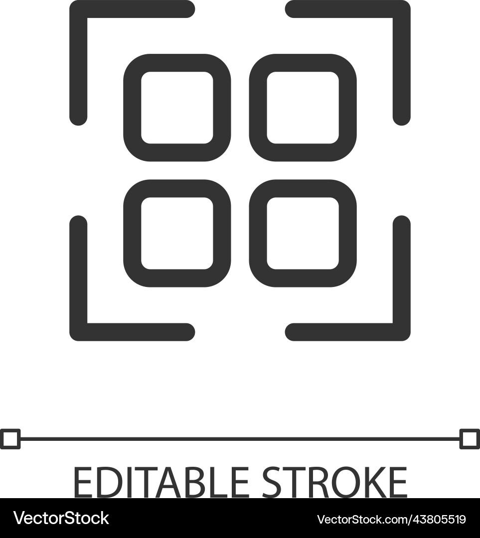 Scanning qr code pixel perfect linear ui icon Vector Image
