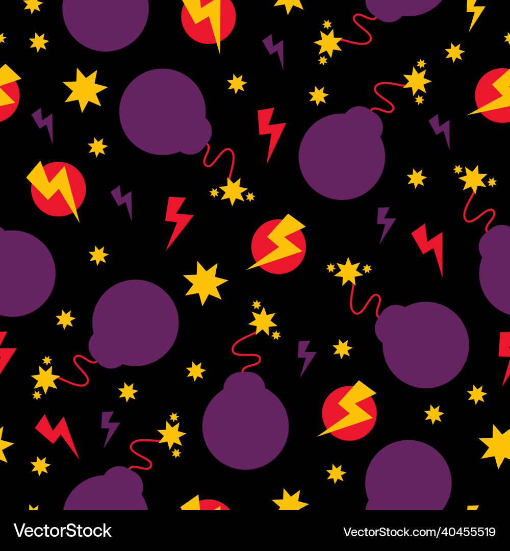 Seamless pattern with bombs explosions Vector Image