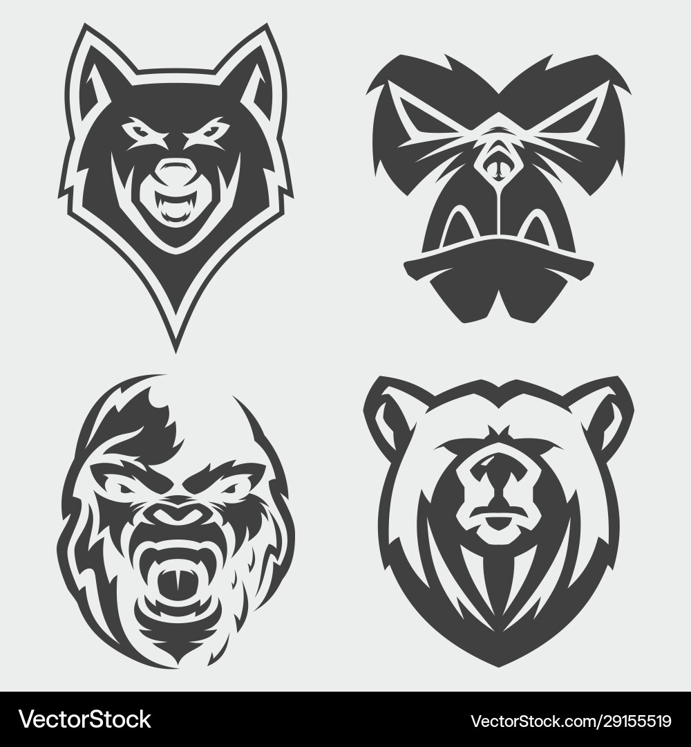 Set animal head icon symbol for element Vector Image