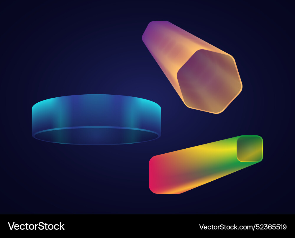 Set of 3d abstract gradient shapes ring cone Vector Image