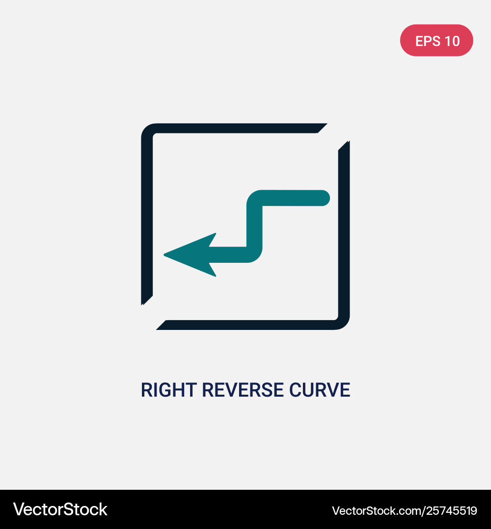 Two color right reverse curve icon from maps Two color right reverse curve icon from maps Vector Image