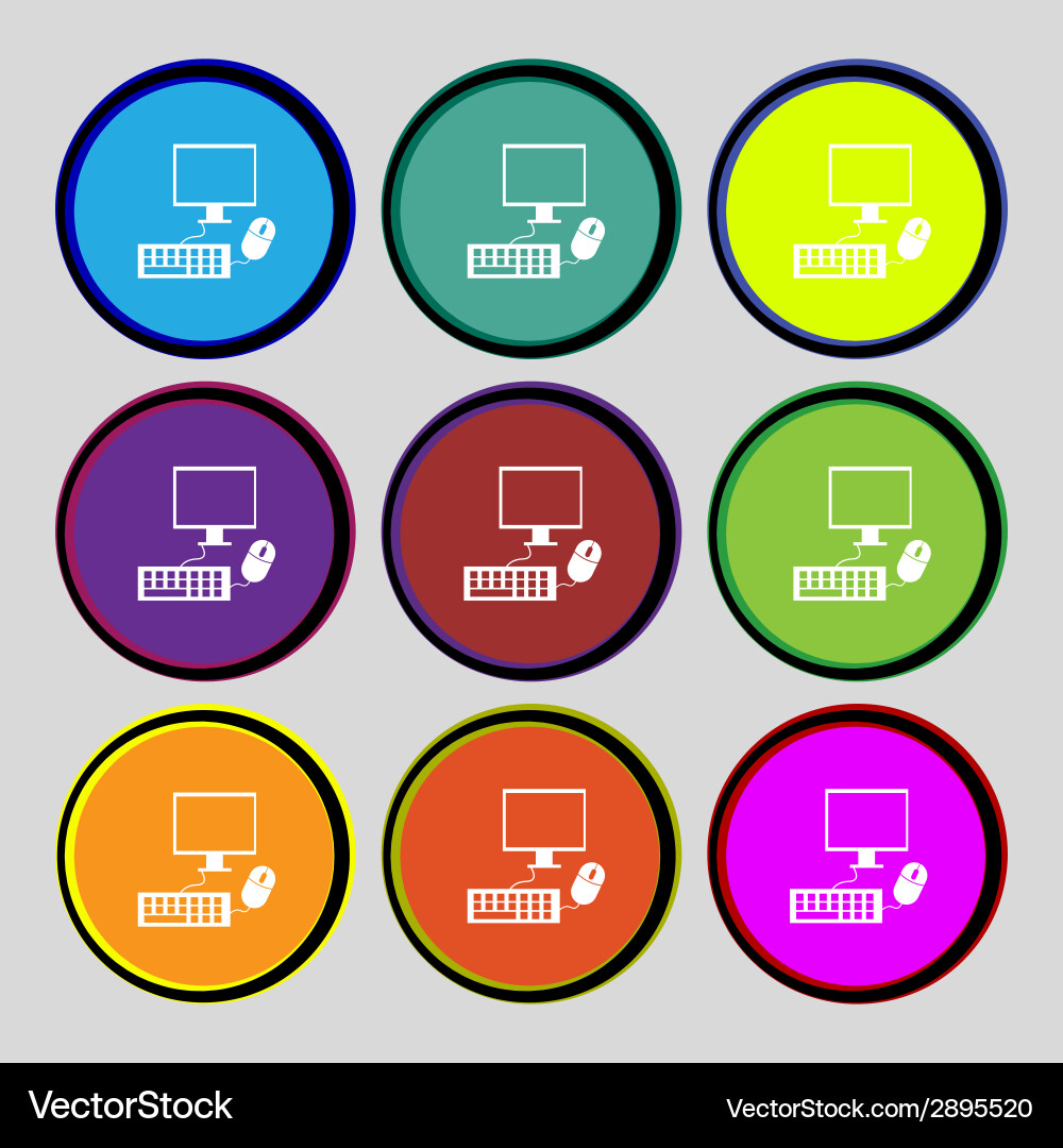 Computer widescreen monitor keyboard mouse sign Vector Image