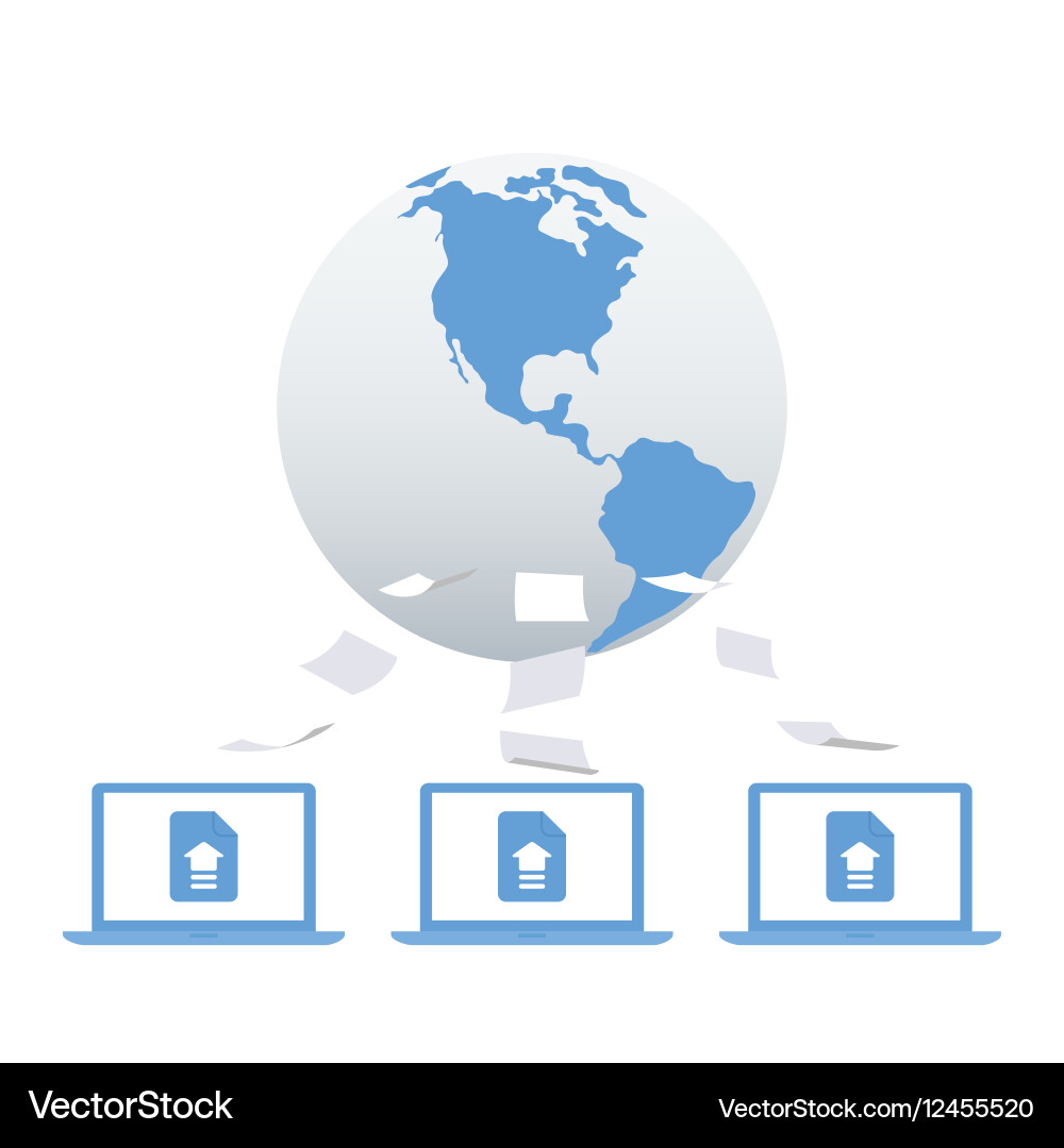 Daten vom Computer zum Internet laden Vektorbild
