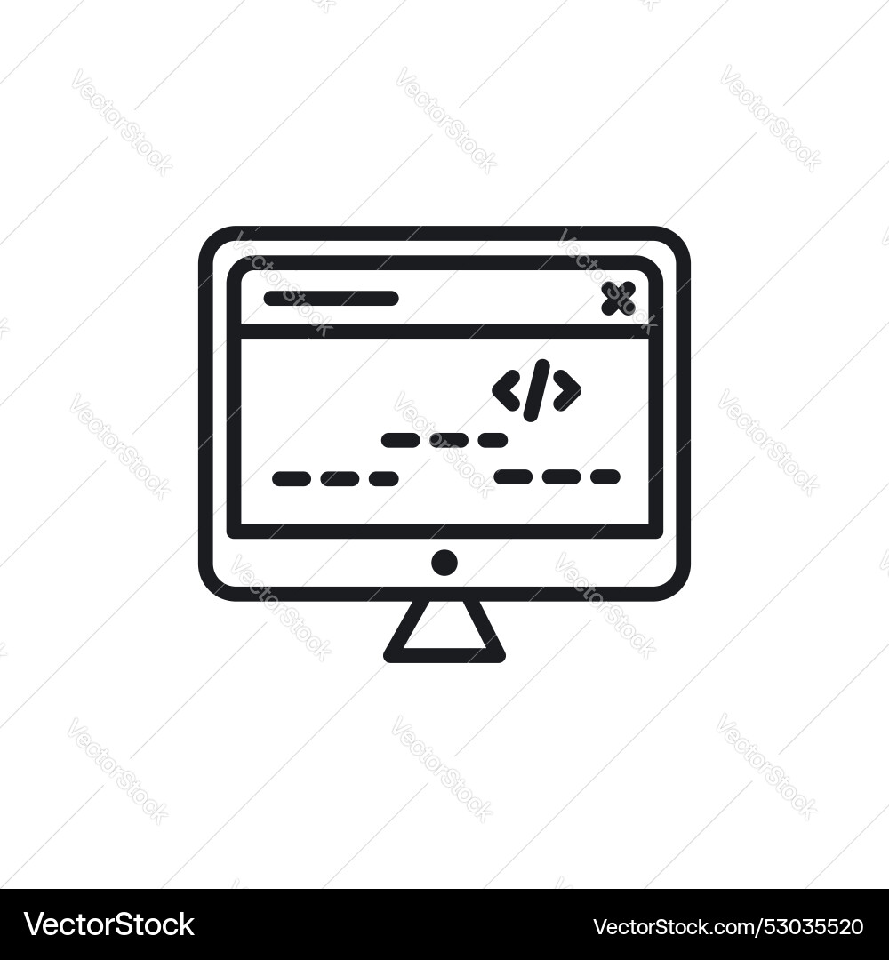 Display code icon set computer software program vector image