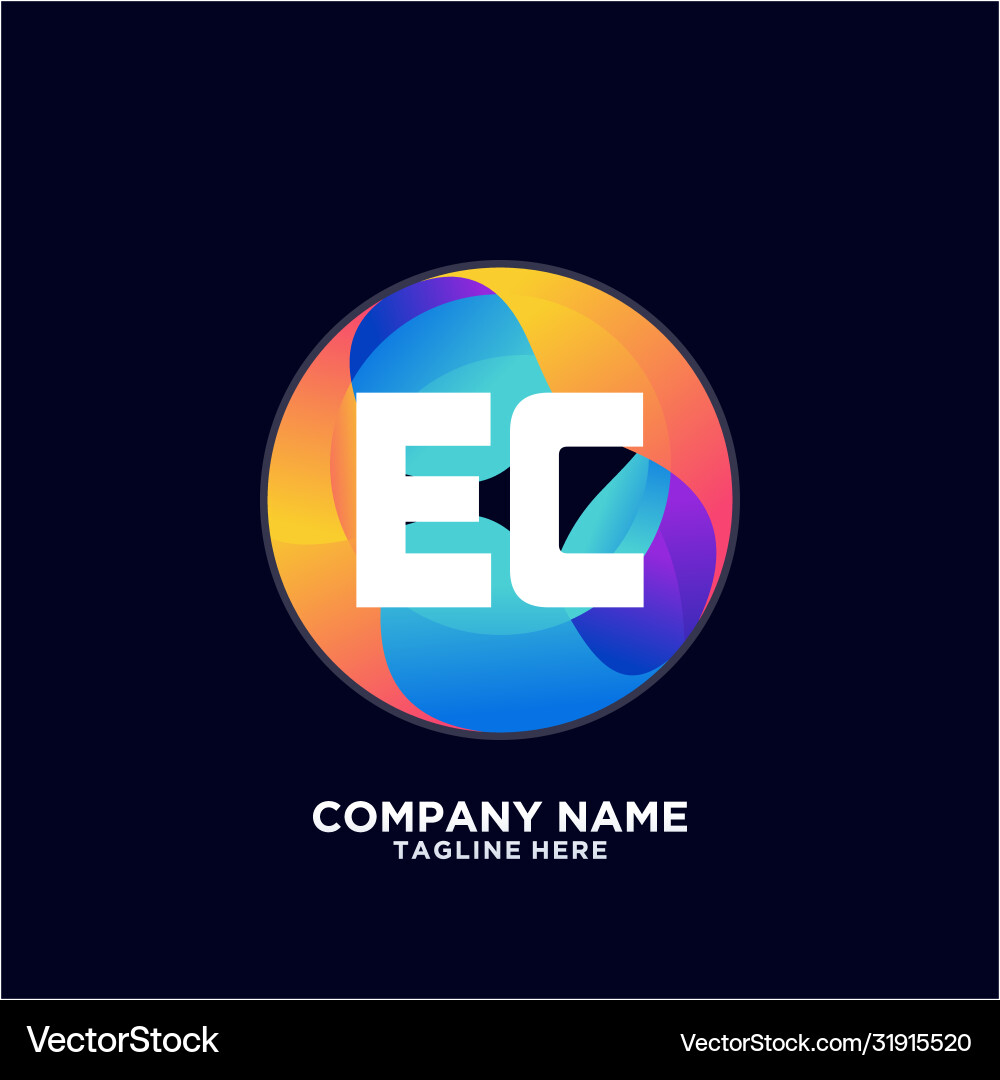 Ec initial logo with colorful circle template Vector Image