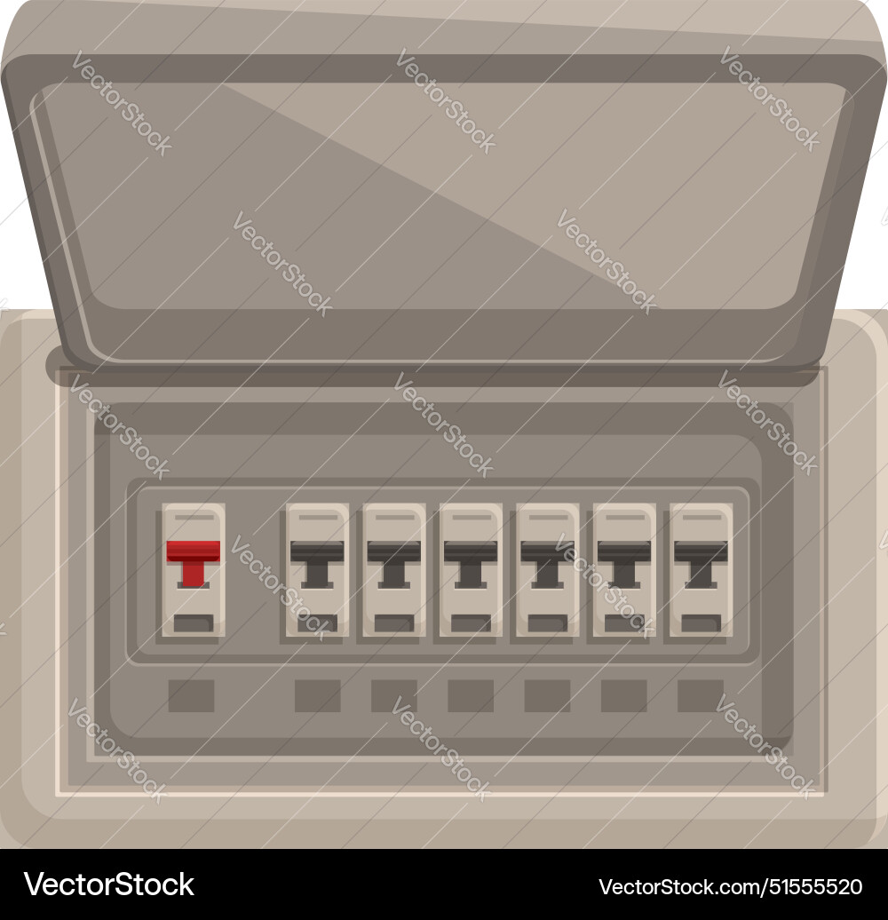 Electrician changing fuse in fusebox with open Vector Image